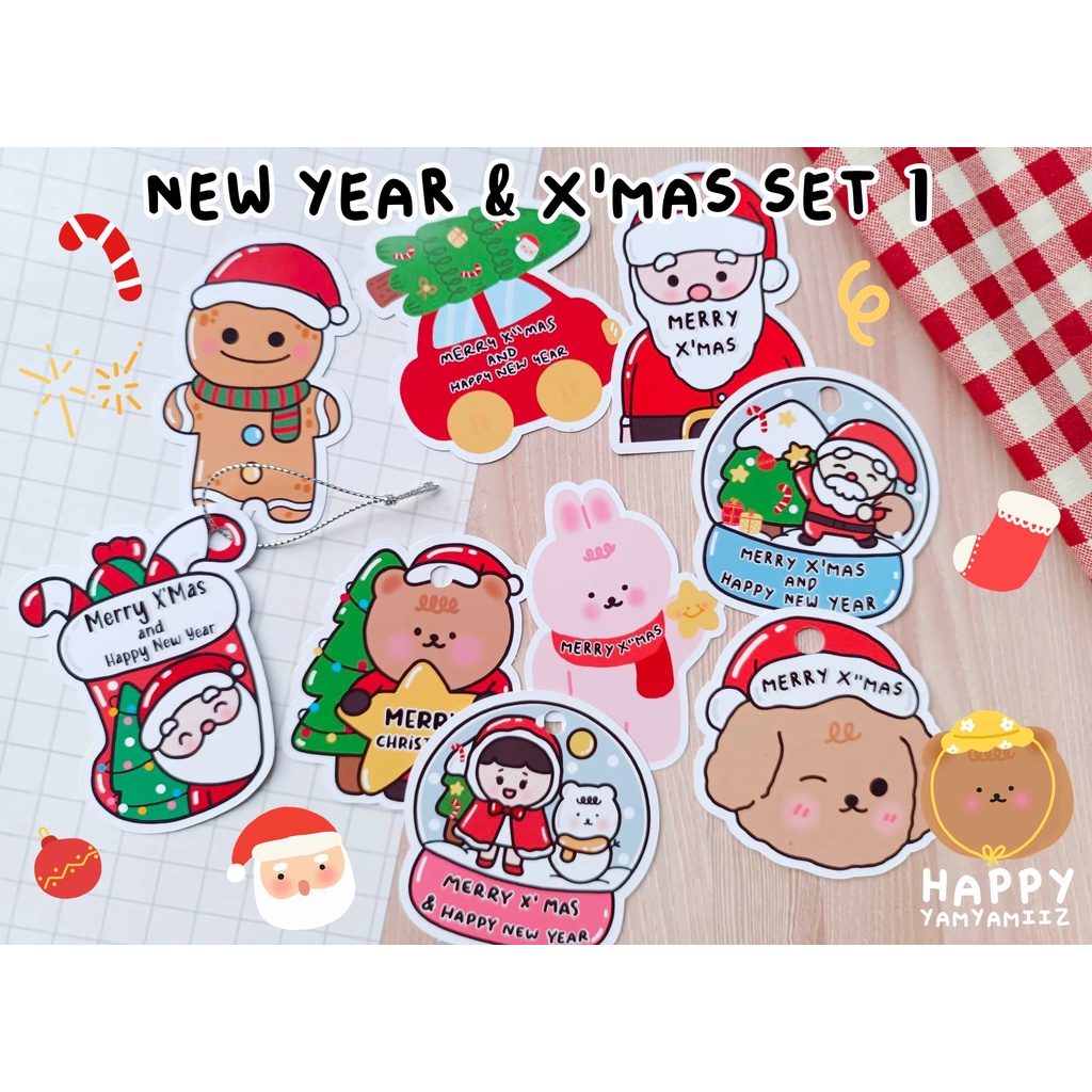 พร้อมส่ง แพ็ค 10 ชิ้น การ์ด / ป้ายแท็ก ไดคัทรูป คริสต์มาส & ปีใหม่ 1 กันน้ำ ( ใบละ 1 บาท )