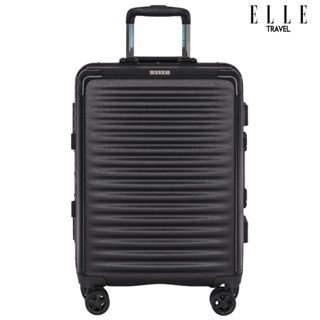 ELLE Travel Ripple Collection, Carry-On Cabin Luggage 100% Polycarbonate (PC), Secure Aluminum Frame, Midnight Black