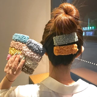 กิ๊บติดผม ขนฟู น่ารัก สีสันสดใส ขนาดใหญ่ 8.5cm. กิ๊บผม กิ๊บเกาหลี