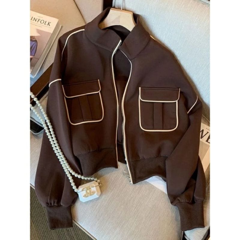 - White List Plain Basic Strip Matt Fleece เสื้อแจ็คเก็ตแจ๊กเก็ตระดับพรีเมียมแบบหนาสําหรับผู้หญิงวัยรุ่นลําลองทุกวัน