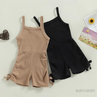 Babygarden-9 เดือน-5 yeas ชุดจั๊มสูท แขนกุด สายสปาเก็ตตี้ สีพื้น สําหรับเด็กผู้หญิง