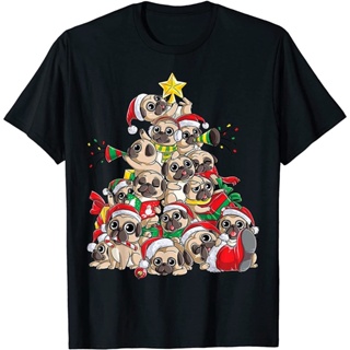 TT-Graphic Manga Customized For T-Shirt Pug Christmas Tree Dog Santa Xmas Merry Dogmas T-Shirt