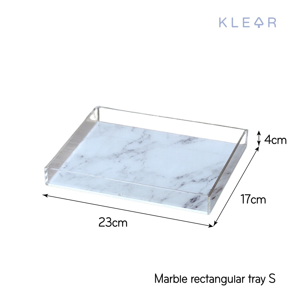 KlearObject Marble Rectangular Tray (S) ถาดอะคริลิคใสพื้นลายหินอ่อน ถาดวางของใช้บนโต๊ะ ถาดอะคริลิค ถาดใส่ของ ลายหินอ่อน
