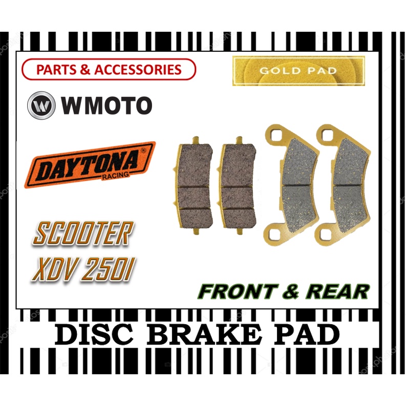 WMOTO XDV 250I สกู๊ตเตอร์เบรคชุด FR0NT & ด้านหลัง DAYTONA TYPE GOLD