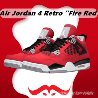 Ni ke Air Jordan 4 Retro Fire รองเท้าบาสเก็ตบอล กันลื่น สําหรับผู้ชาย และผู้หญิง J0G7 KLTS