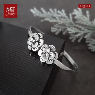 MT กำไลข้อมือเงินแท้ ลายดอกไม้ ข้อมือ 16, 17 ซม. Solid 925 Sterling Silver Bangle (sbg441) MT Jewelry มณีธารา