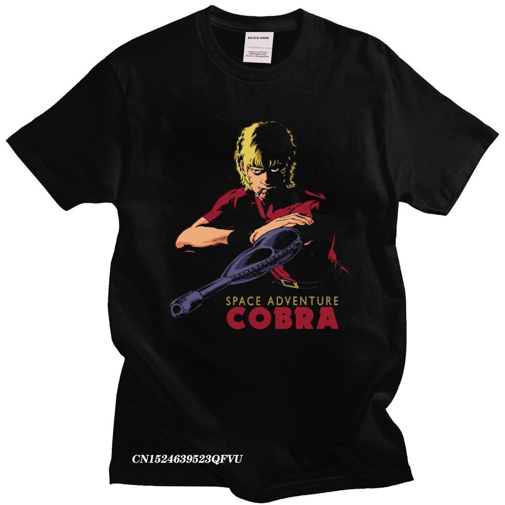 Space Adventure Cobra Men Cotton Japanese Anime T-Shirt Aesthetic Camisas Men 80s Manga Tee Summer Tshirt Clothing Gift