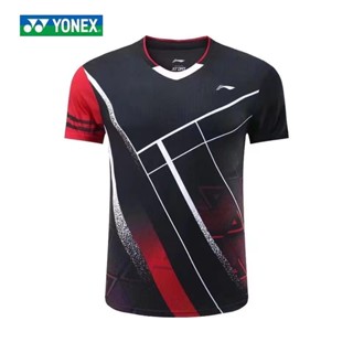 เสื้อยืดคอกลม แขนสั้น พิมพ์ลาย Li Ning Badminton สไตล์สปอร์ต สําหรับผู้ชาย และผู้หญิง