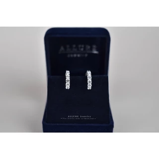 ต่างหูห่วงเงินแท้ 925 ชุบทองคำขาว ประดับเพชร CZ Swiss diamond [ Everly - Allure Jewelry ]