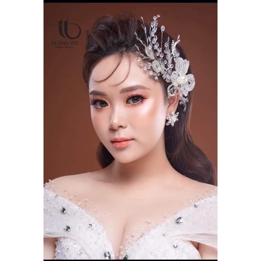 Tv900 กิ๊บติดผมเจ้าสาวดอกไม้ลูกปัดหรูหรา