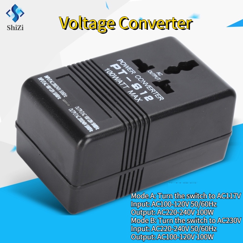 ShiZi [พร้อมส่ง] 100Wอะแดปเตอร์แปลงแรงดันไฟฟ้าAc 100v - 120 V To 220 V - 240 V