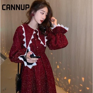 CANNUP ชุดสีแดง ชุดคริสต์มาส แขนยาว Dresses MI22111005