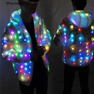 Iffar เสื้อโค้ทเต้นรํา มีไฟกระพริบ LED หลากสีสัน สําหรับปาร์ตี้ฮาโลวีน