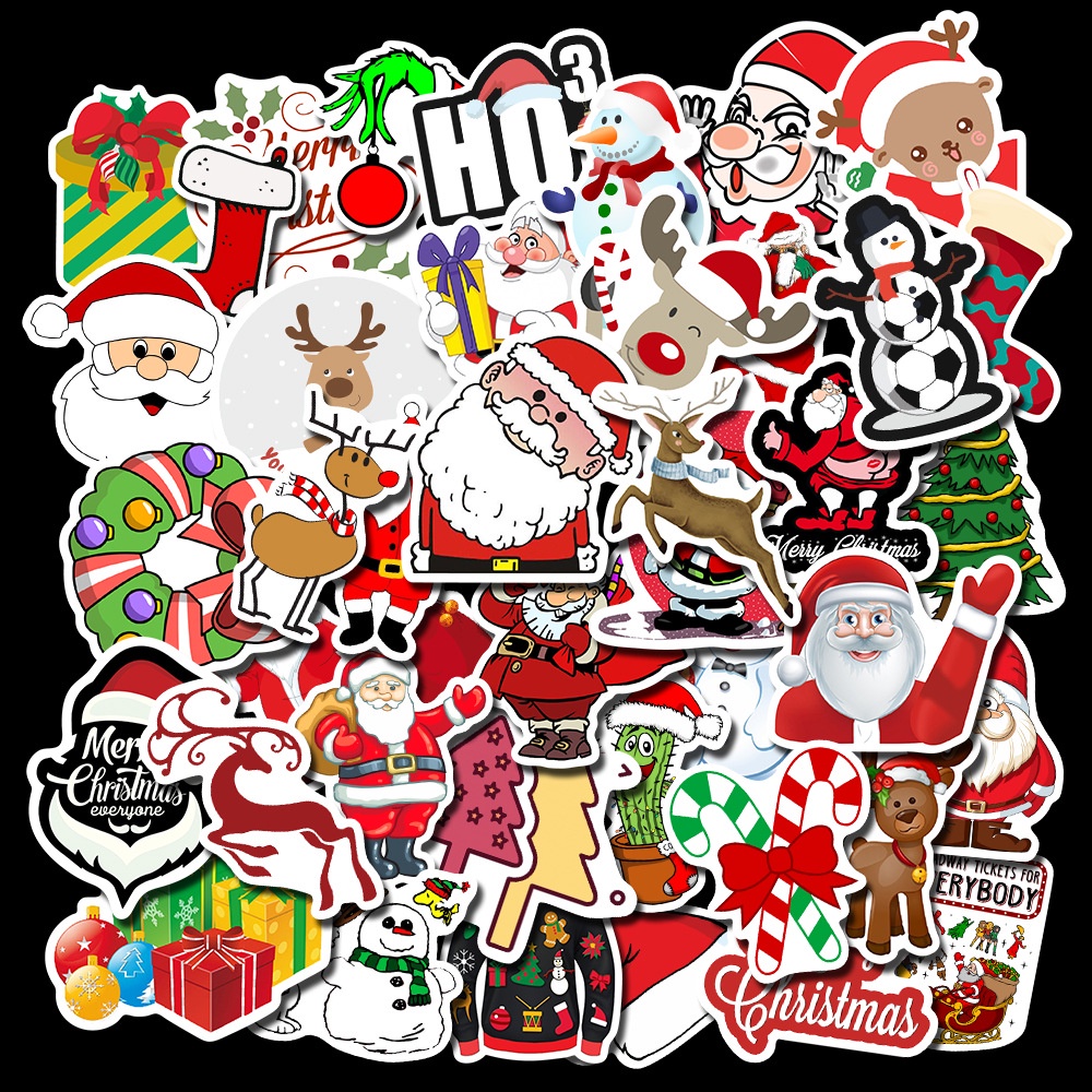 💥พร้อมส่ง💥New 50แผ่น สติ๊กเกอร์ sticker ซานตาคลอส กราฟฟิตี กันน้ำ Santa Claus Merry Christmas Xmas