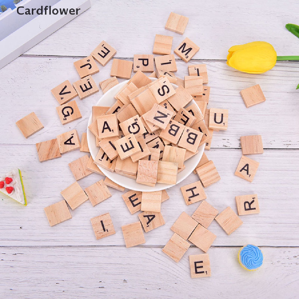 <Cardflower> 100Pcs Alphabet Scrabble Tiles Black Letters & Numbers Digital Puzzle On Sale