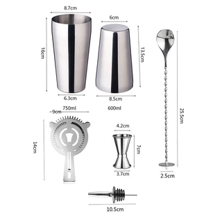 5 ชิ้น Boston Cocktail Shaker Set มีการออกแบบที่หรูหราและทันสมัยเหมาะสำหรับบาร์ที่บ้านร้านอาหารปาร์ตี้และวันหยุด