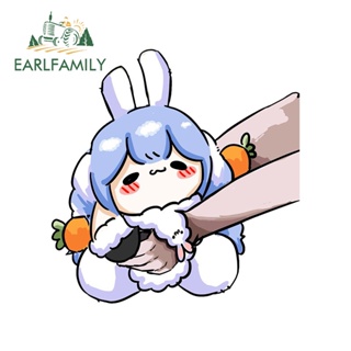 Earlfamily สติกเกอร์กันแดด พิมพ์ลายการ์ตูนกระต่ายน่ารัก ขนาด 13 ซม. x 12.7 ซม. สําหรับตกแต่งรถยนต์