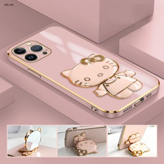 OPPO A17 A17K A57 A55 4G 2022  เคสออปโป้ สำหรับ วงเล็บพับ กระจก Case Cartoon Cute Cat เคส เคสโทรศัพท์ เคสมือถือ Phone Cases