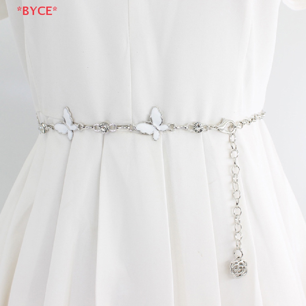 Byce> เข็มขัดโซ่โลหะ รูปผีเสื้อ ปรับได้ หรูหรา บาง ของขวัญ สําหรับตกแต่งเสื้อกันหนาว