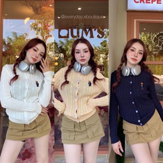 ✨𝑁𝑒𝑤✨ Cardigan to keep you Warm &amp; Cozy "Polo Bear Cotton Cardigan"🧸☁️(420฿ฟรีส่ง) งานชน Shop เลย ตัวโลโก้หมีที่อก valen