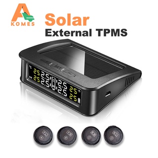 เซนเซอร์วัดความดันลมยางรถยนต์ พลังงานแสงอาทิตย์ TPMS 4 ระบบเตือนภัย ชาร์จพลังงานแสงอาทิตย์ พร้อมเซนเซอร์ภายนอก