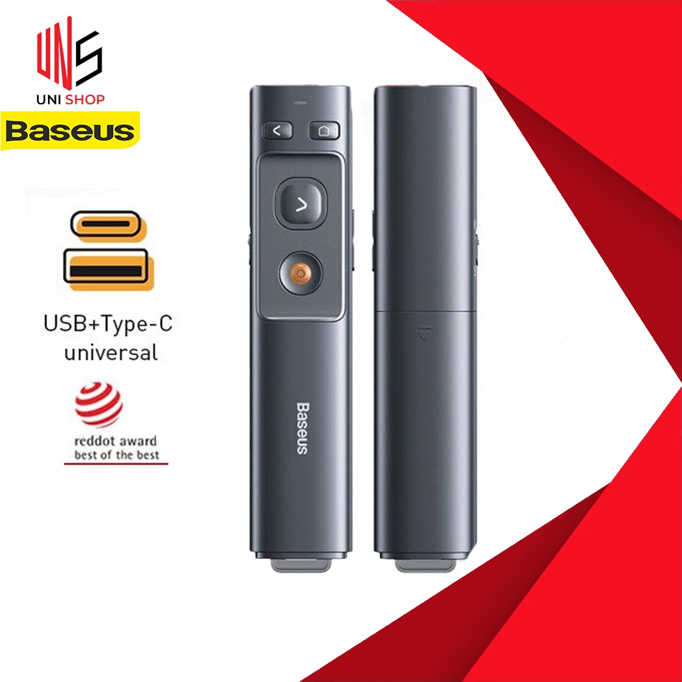 🔥ถูก/แท้🔥Baseus รีโมทพรีเซนไร้สาย Type c + USB Wireless Remote Control Presentation Laser Pointer PP
