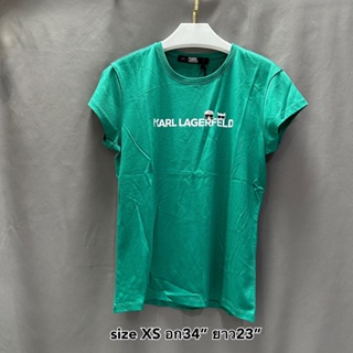 Sale !! Karl Lagerfeld t-shirt Tee เสื้อยืด คาร์ล ลาเกอร์เฟลด์ เขียว เทา คริตส์มาส แบรนด์เนม ของแท้ แขนสั้น