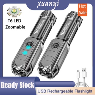 ไฟฉาย LED แบบพกพา ชาร์จ USB สําหรับตั้งแคมป์กลางแจ้ง 2 ชิ้น