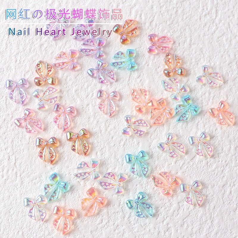 โบว์ อะไหล่ติดเล็บ พร้อมส่ง 10 ชิ้น