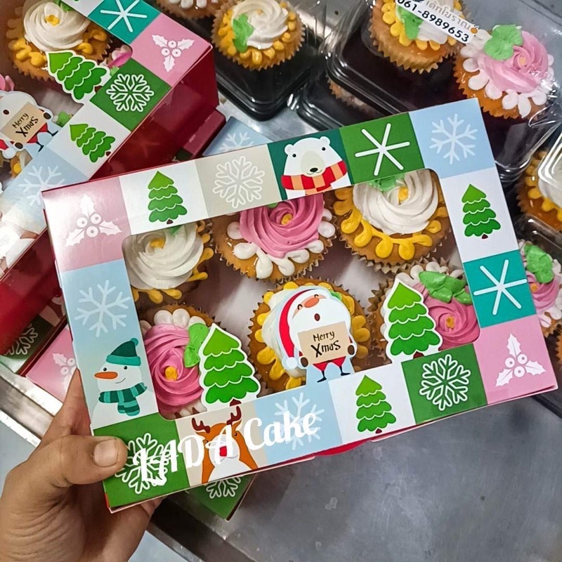 กล่องเค้กโบราณ 6 และ 12 ชิ้น แพค 10 ใบ คละลายได้