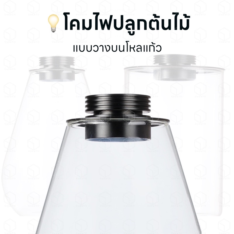 โคมไฟปลูกต้นไม้ โคมไฟสวนขวด โคมไฟไม้ชื้นม แบบวางบนโหลแก้ว วัสดุคุณภาพสูง มีรูเปิดปิดเพื่อระบายความร้อนหรือควบคุมความชื้น