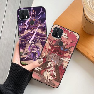 เคสโทรศัพท์มือถือ ซิลิโคนนิ่ม TPU กันกระแทก ลาย Genshin Impact สีดํา สําหรับ OPPO A3s A5 A5s A7 A8 A9 A12 A15 A16 A32 A33 A35 A36 A52 A53 A54 A55 A56 A57 A59 A73 A74 A91 A93 A94 A95