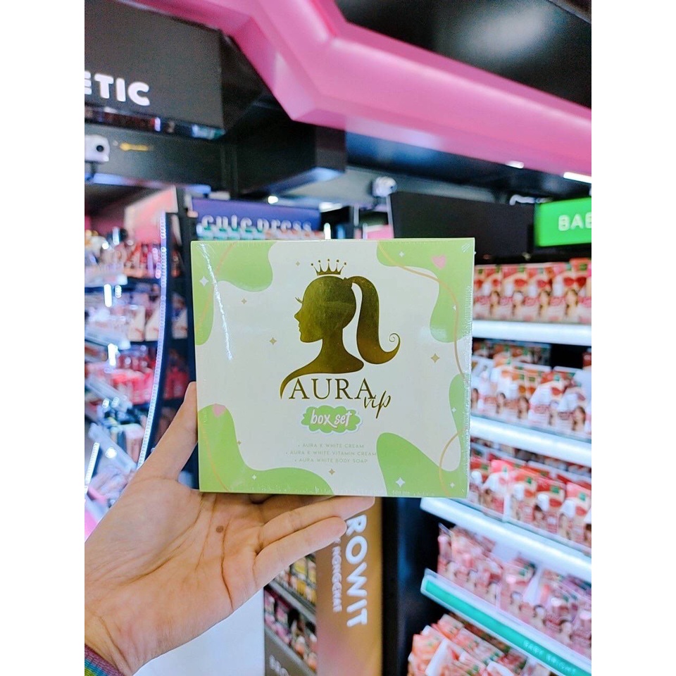 ออร่าวีไอพี เค ไวท์ ครีม ไวท์ aura Vip k white cream white box set