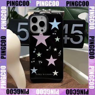PingCoo - Candy Case For iPhone 14 13 12 11 Plus Pro Max XR TPU Soft Glossy Black Case Shine Star Camera Protection Shockproof Back Cover