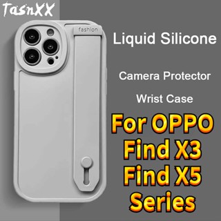 สําหรับ OPPO Find X5 X3 Lite Neo Pro ซิลิโคนเหลว สายรัดข้อมือ เคสโทรศัพท์ ที่ใส่นุ่ม TPU ด้านหลังกล้อง ป้องกัน ขาตั้ง Funda