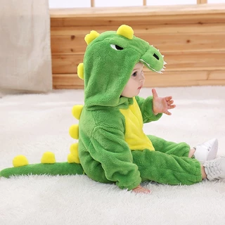 ชุดจั๊มสูทรอมเปอร์ แบบนิ่ม ลายการ์ตูนไดโนเสาร์ มังกรขาว Pikachu วันพีช เครื่องแต่งกายฤดูหนาว สําหรับเด็กทารก