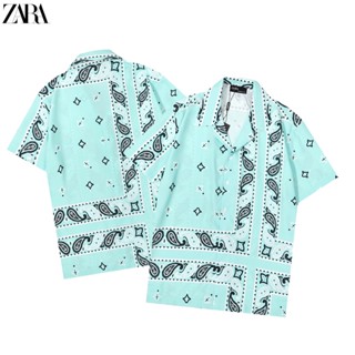 Za สตรีทแฟชั่น542354Ra เสื้อเชิ้ตแขนสั้น คอปก พิมพ์ลายเส้น ขนาดใหญ่ ลําลอง สําหรับผู้ชาย และผู้หญิง