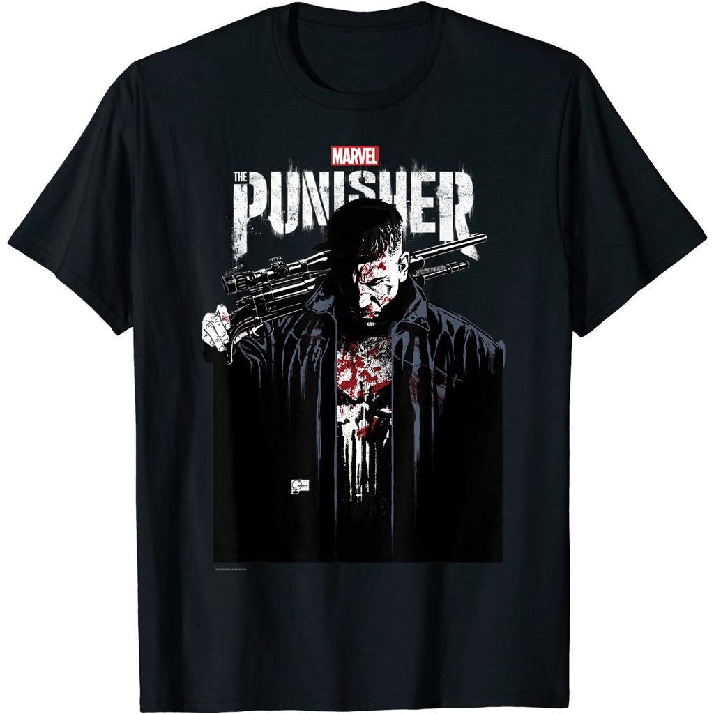 HOT ITEM!!Family Tee Couple Tee Adult Clothes Marvel The Punisher Contrasting Graphic Portrait T-Shi