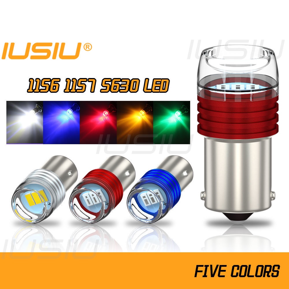 Iusiu 2PCS ขายดีที่สุด 1156 แฟลช 1157 ไฟเบรค LED P21W P21 5W Bay15d Ba15s รถจักรยานยนต์ตัวบ่งชี้สํารองอัตโนมัติไฟเลี้ยว Strobe Tail Reversing ที่จอดรถหลอดไฟ 5630 3SMD DRL