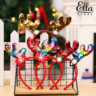 Ellastore123 ที่คาดผม ประดับเลื่อม ลายกวาง คริสต์มาส เครื่องประดับ สําหรับผู้ใหญ่ และเด็ก