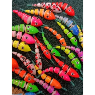 ทุ่นตกกุ้งทรงหนอน 6,8,10 มม มีหลายสีให้เลือก