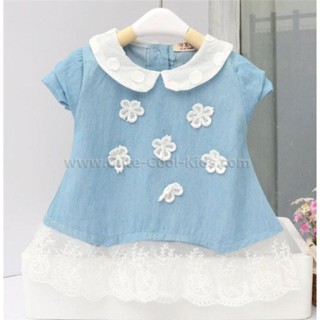 Dress-575 ชุดกระโปรง เสื้อแขนยาวเด็กหญิงสียีนส์ Size-100/M (3-4Y)