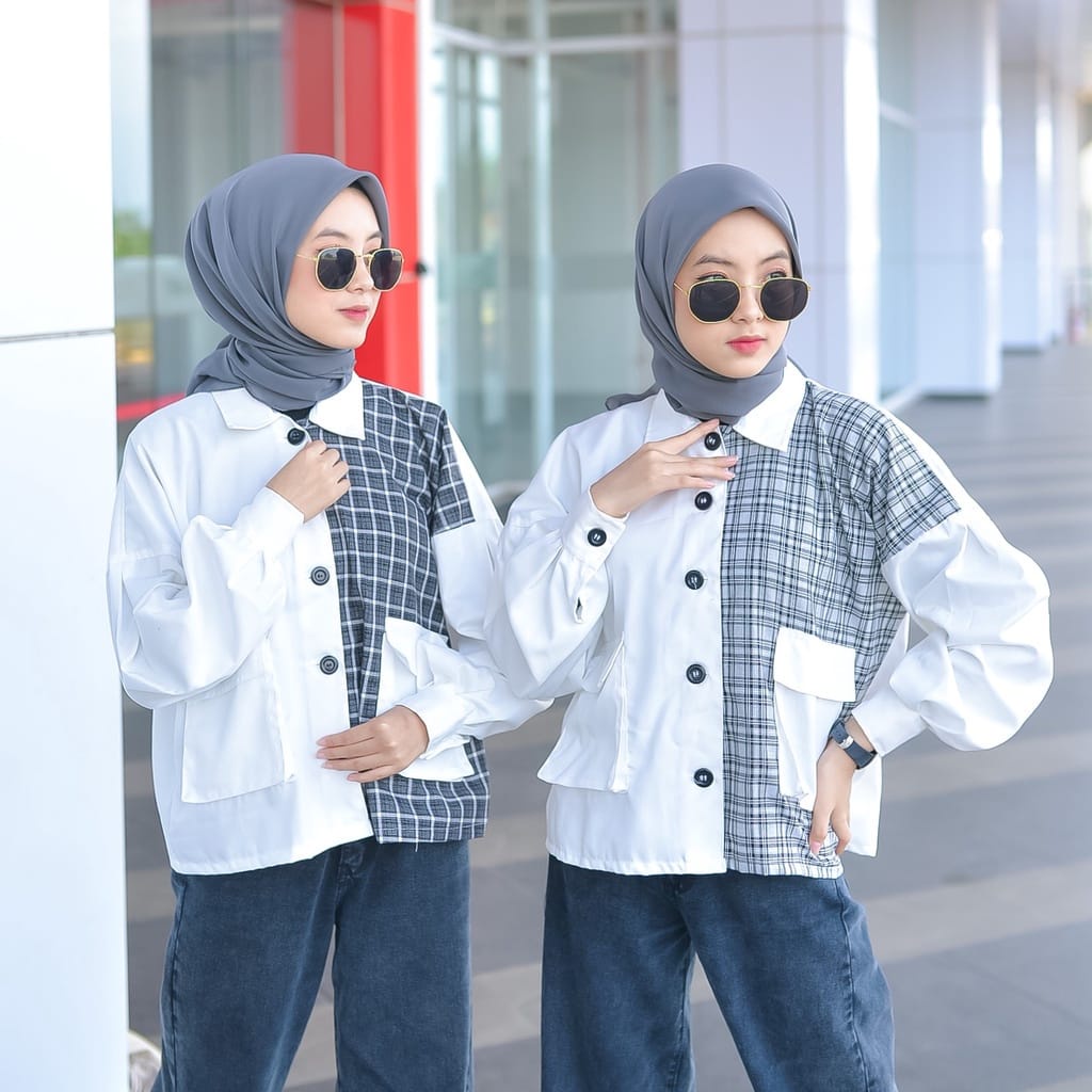 KEMEJA ALLICE JACKET TWO TONE / OVERSIZE VANNY JACKET SHIRT / LOVINA JACKET / เสื้อเชิ้ตผู้หญิง