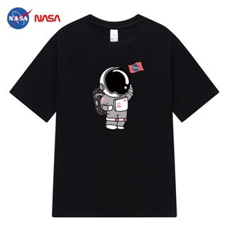 2023 เสื้อยืดแขนสั้น ผ้าฝ้าย ทรงหลวม ขนาดใหญ่ พิมพ์ลาย NASA แฟชั่นฤดูร้อน สําหรับผู้ชาย_49