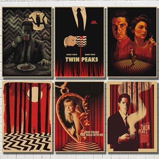 Twin PEAKS ป้ายกระดาษคราฟท์ โลหะดีบุก สําหรับตกแต่งผนังบ้าน ห้องนั่งเล่น