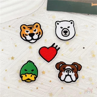 ☸ แผ่นแปะรีดหัวสัตว์น้อย ☸ 1 ชิ้น DIY เย็บบนเหล็กบนป้ายแพทช์