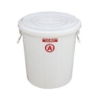 ถังน้ำพลาสติกพร้อมฝา เกรด A ขนาด 35 ลิตร สีขาว Plastic water tank with lid, grade A, size 35 liters, white