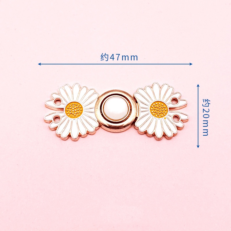 กระดุมรัดเอว ลายดอกเดซี่ หัวเข็มขัดปรับเอว ปรับได้ สําหรับกางเกงยีน - รูปที่ 4