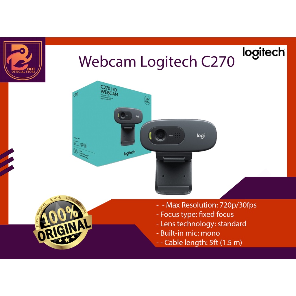 Logitech C270 Webcam HD 720P Web Cam C 270 - C270 Original Official Warranty