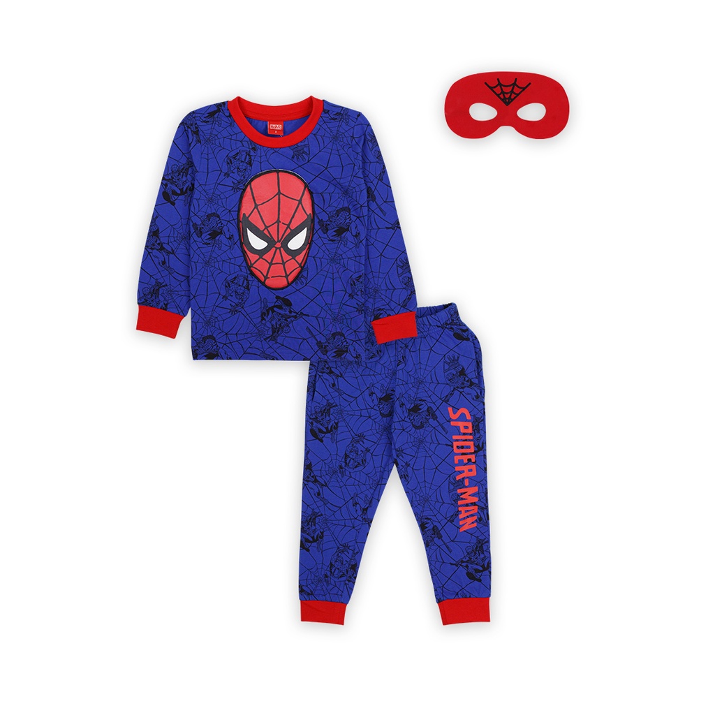 Marvel Sleep Wear - Spider Man ชุดนอนเด็กมาร์เวล สไปรเดอร์แมน เสื้อแต่งซาลาเปากระเป๋าแถมหน้ากาก